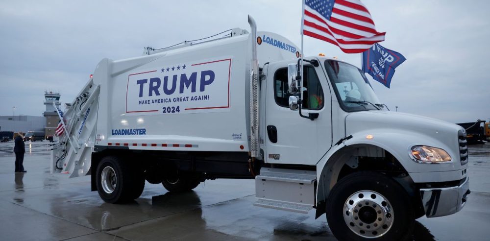 Trump Hits Campaign Trail In Garbage Truck After Biden’s Comment