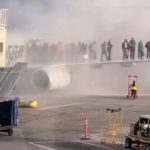 Passengers Exit Onto Wing As Plane Burns
