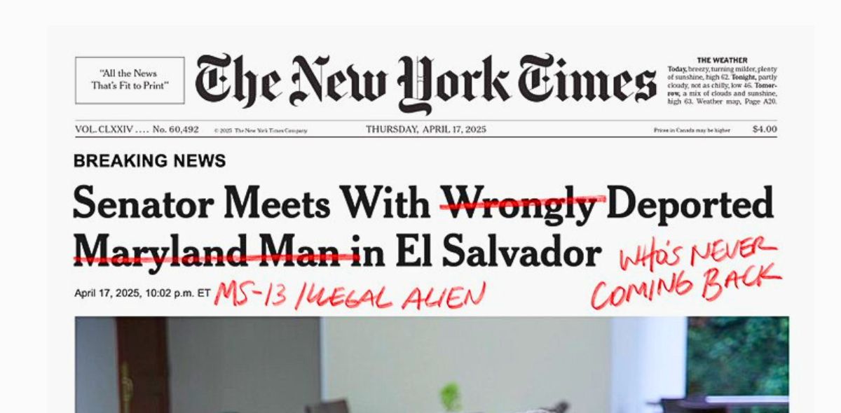 White House Shocks NYT With Deportation Truth On X Post