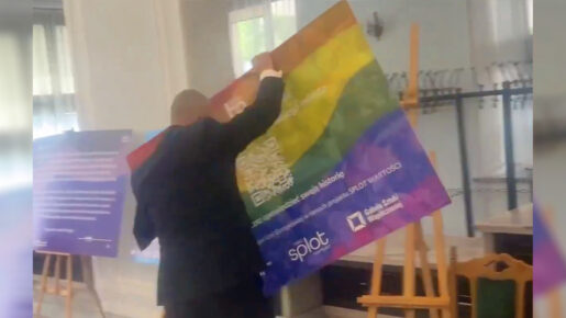 Watch: Polish Lawmaker Rips Down Pride Display Inside Parliament