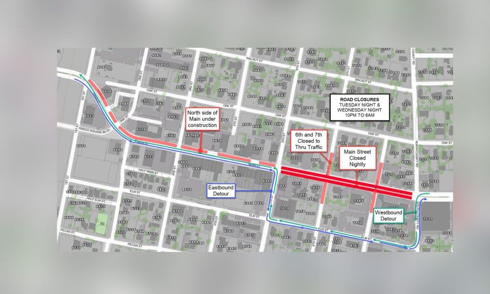 Main Street Closure: Downtown Frisco Overnight Detours July 29-30