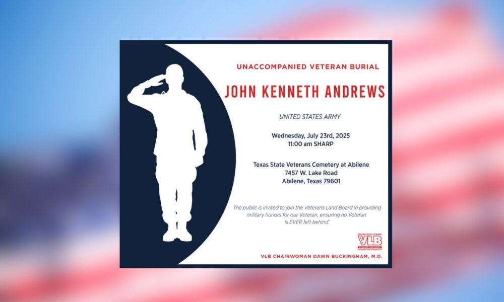 Stand Together in Abilene: Ensure U.S. Army Veteran’s Final Farewell Is Not Alone