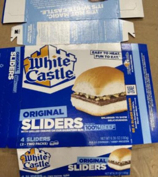 The FDA shared images of recalled White Castle Original Sliders cartons involved in a nationwide allergen recall.Courtesy of the U.S. Food and Drug Administration