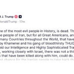 Trump Says Khamenei Is Dead, Iranian Forces Seeking Immunity, Urges Iranians To “Take Back” Country