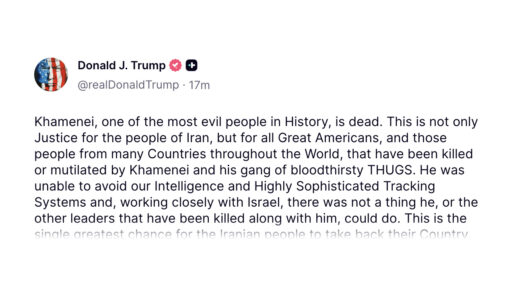 Trump Says Khamenei Is Dead, Iranian Forces Seeking Immunity, Urges Iranians To “Take Back” Country