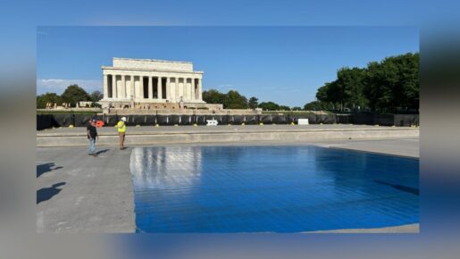Trump Begins Renovation Of Lincoln Memorial Reflecting Pool With ‘American Flag Blue’ Surface